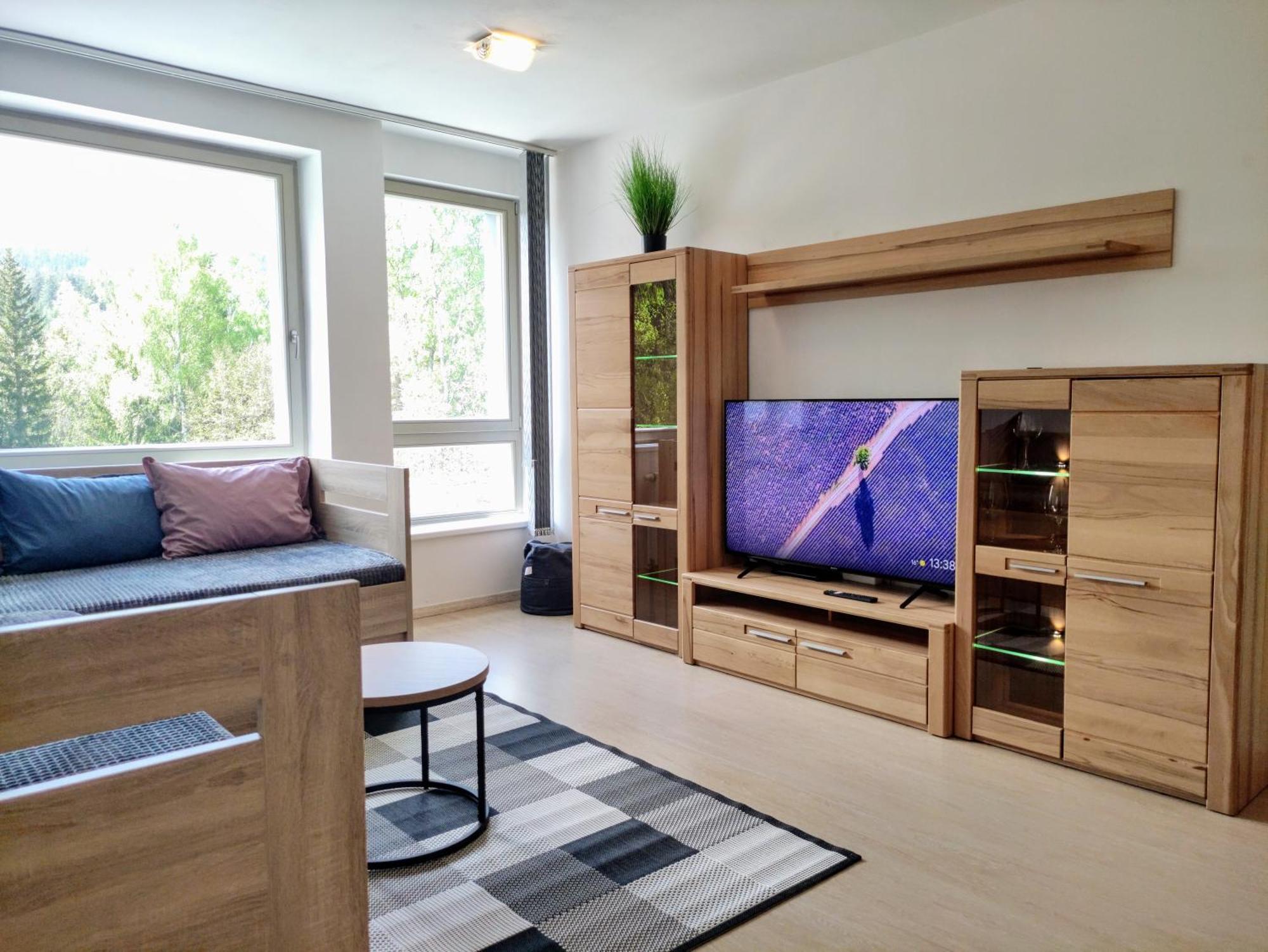 WELLNESS APARTMÁN RESIDENT HARRACHOV C308 Horský apartmán 2KK s velkou terasou a vlastním parkováním v garáži Harrachov Exterior foto